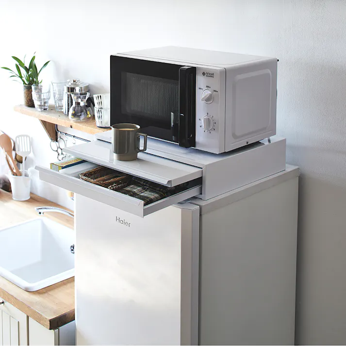 OVITAS キッチンサポートテーブル&引き出し 45×40×10cm レンジ台 キッチン収納 キッチン家電下引き出し 日本製 5110006【別送品】