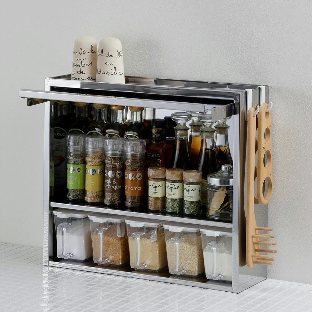 OVITAS スパイスラック5杯 46.5×14×40cm 調味料ラック キッチン収納