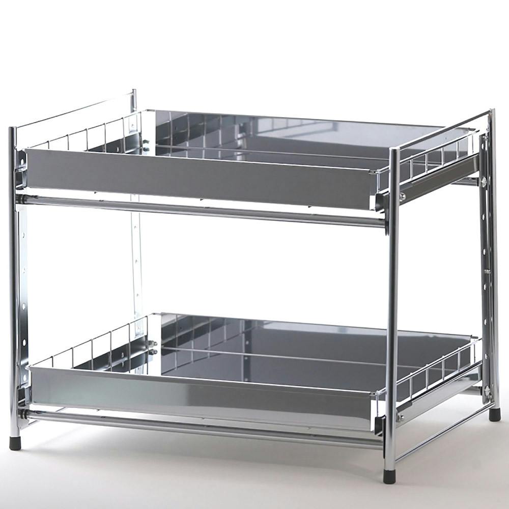 OVITAS ステンレス製引き出しラック2段 50.5×40.5×43cm シンク下収納