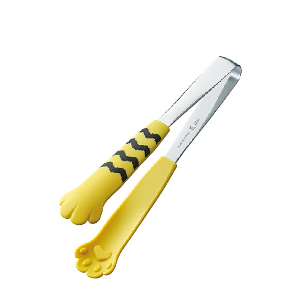 田辺金具 卓上トング きゃっちだにゃん(黄しま) 幅3.5×全長18cm(板厚0.2cm) 12本入 トング カラフル 日本製 9505357【別送品】