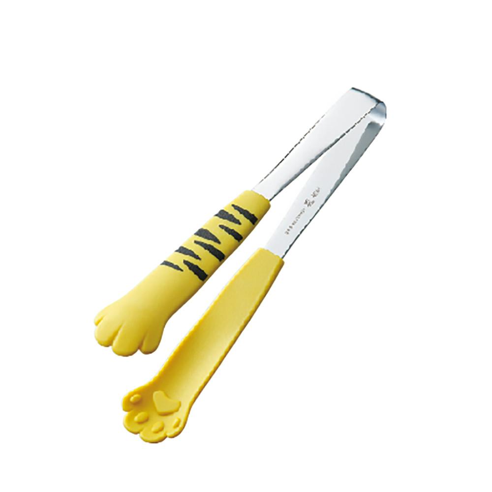 田辺金具 卓上トング きゃっちだにゃん(黄とら) 幅3.5×全長18cm(板厚0.2cm) 12本入 トング カラフル 日本製 9505358【別送品】