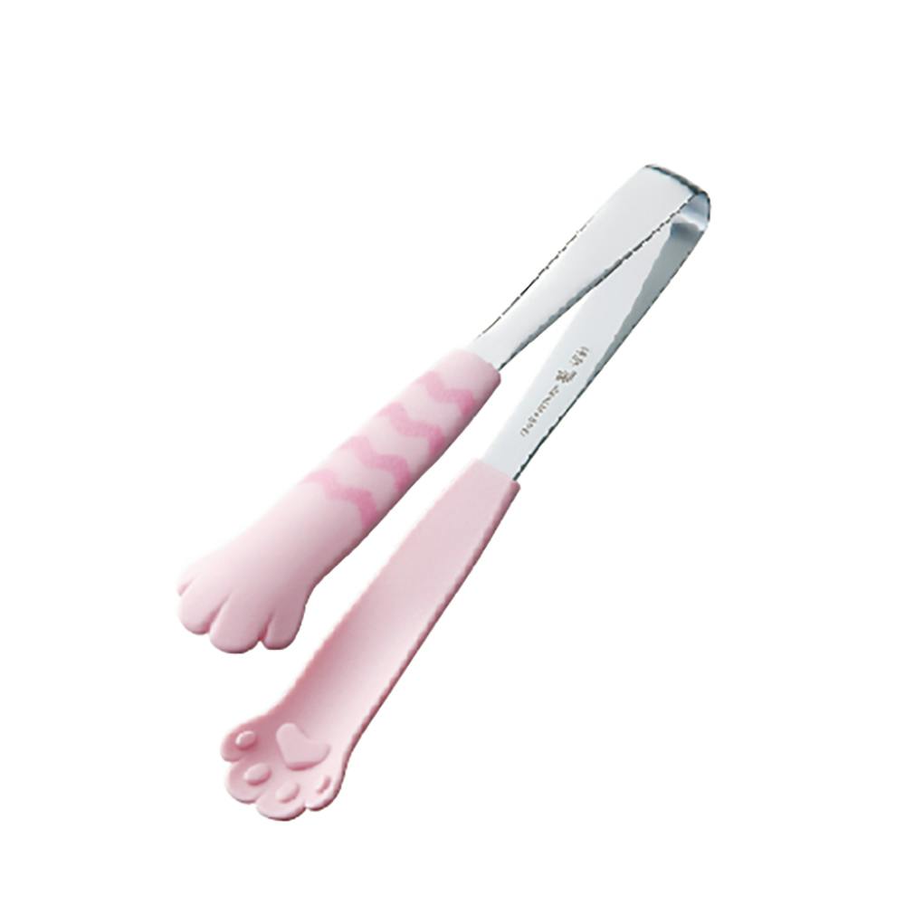田辺金具 卓上トング きゃっちだにゃん(桃しま) 幅3.5×全長18cm(板厚0.2cm) 12本入 トング カラフル 日本製 9505363【別送品】