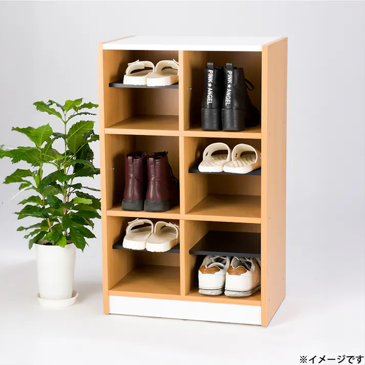 フリーラック 2列3段タイプ 55×35×90cm 玄関収納 スリッパラック シューズラック 5260069【別送品】