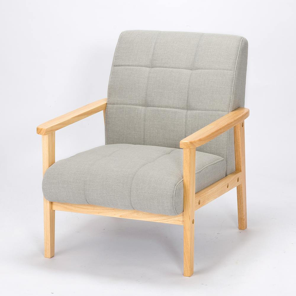 ラニット 木肘1Pソファー FGR 65×78×77cm 1人掛けソファ 待ち席 ローソファ 5260034【別送品】