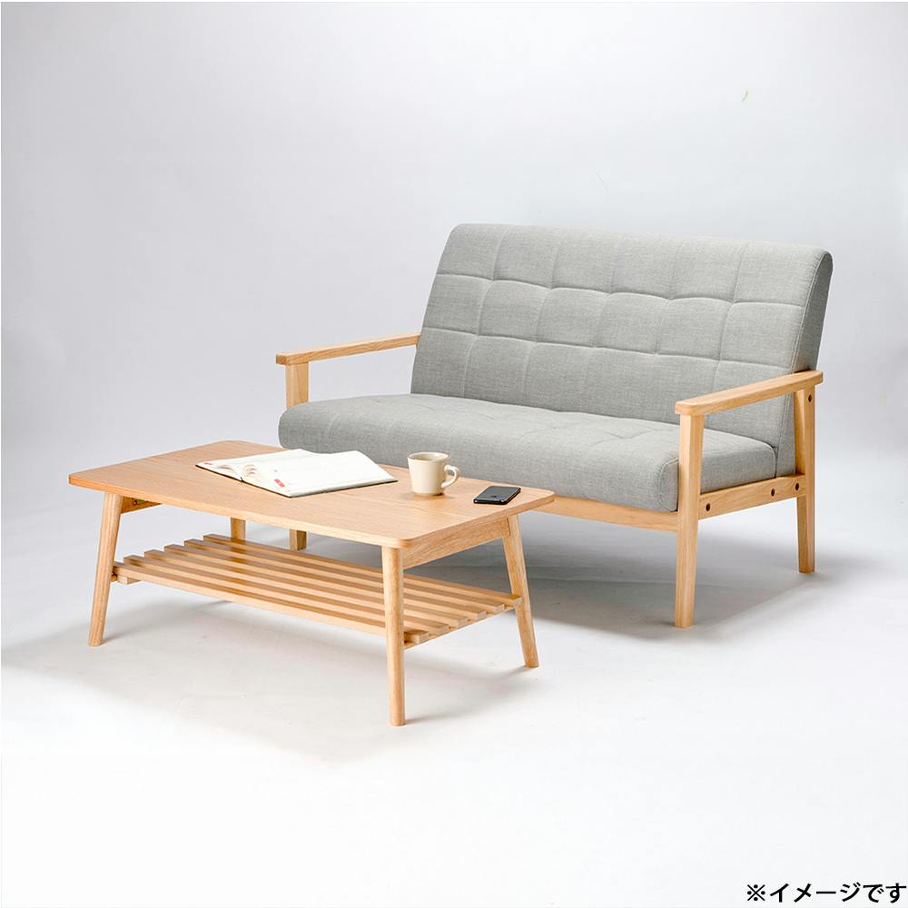 ラニット 木肘2Pソファー FGR 122×78×77cm 2人掛けソファ 待ち席