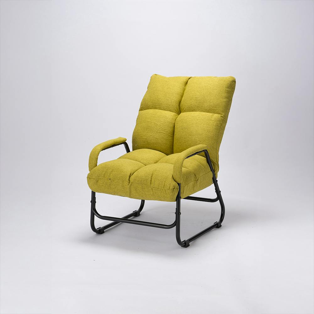 肘付き高座椅子 イエローグリーン 58×79～92×77～87.5cm 高座椅子 リラックスチェア リビングチェア 5260031【別送品】