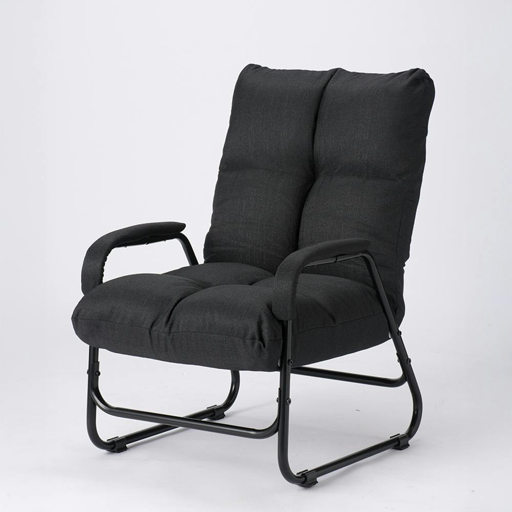 肘付き高座椅子 ブラック 58×79～92×77～87.5cm 高座椅子 リラックスチェア リビングチェア 5260033【別送品】
