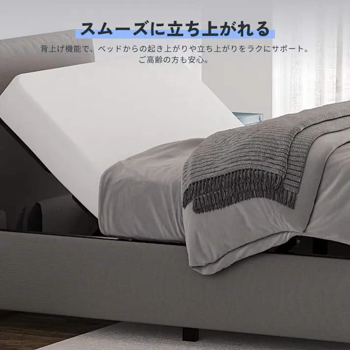 電動リクライニングベッド セミダブル 電動ベッド ブラック 幅120×奥行195×高さ36.5cm 組立簡単 ※フレームのみ 静か いびき対策 敬老の日 FLEXISPOT S1-120-Wd【別送品】
