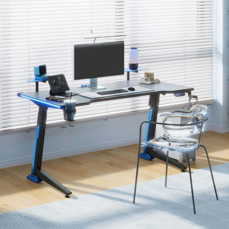 電動昇降ゲーミングデスク ブラック 幅140×奥行70×高さ73.5～117cm