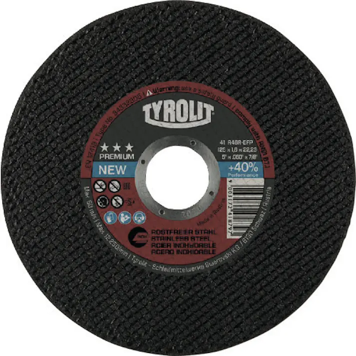 【CAINZ-DASH】TYROLIT社 切断砥石 プレミアムタイプ 125X1.6X22.23mm 34332805【別送品】