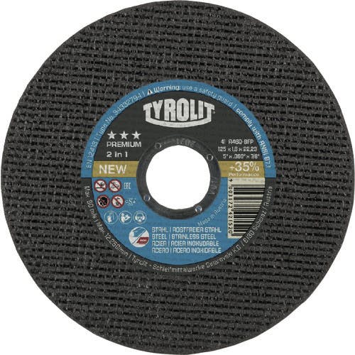 TYROLIT社 切断砥石 プレミアムタイプ 125X1.6X22.23mm 34332794 切断砥石 TYROLIT社 切断砥石 プレミアムタイプ 125X1.6X22.23mm 34332794 切断砥石
