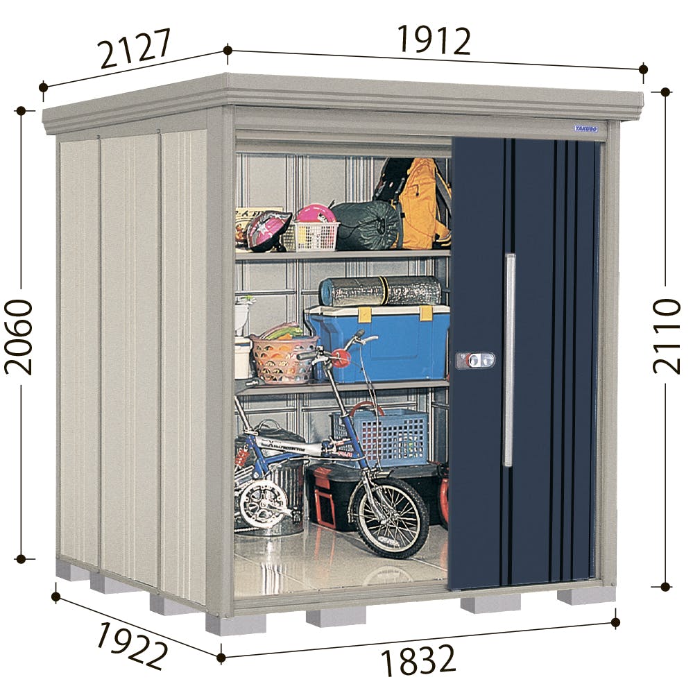 タクボ 物置 Mr.ストックマン ダンディ ND-S1819Y 多雪型 標準屋根 側面棚タイプ 掲載写真：T色 （間口x奥行  x高さ）1832x1922x2110mm オシャレ :sg142485:サンガーデンエクステリア 通販 !ショッ 屋外収納庫 