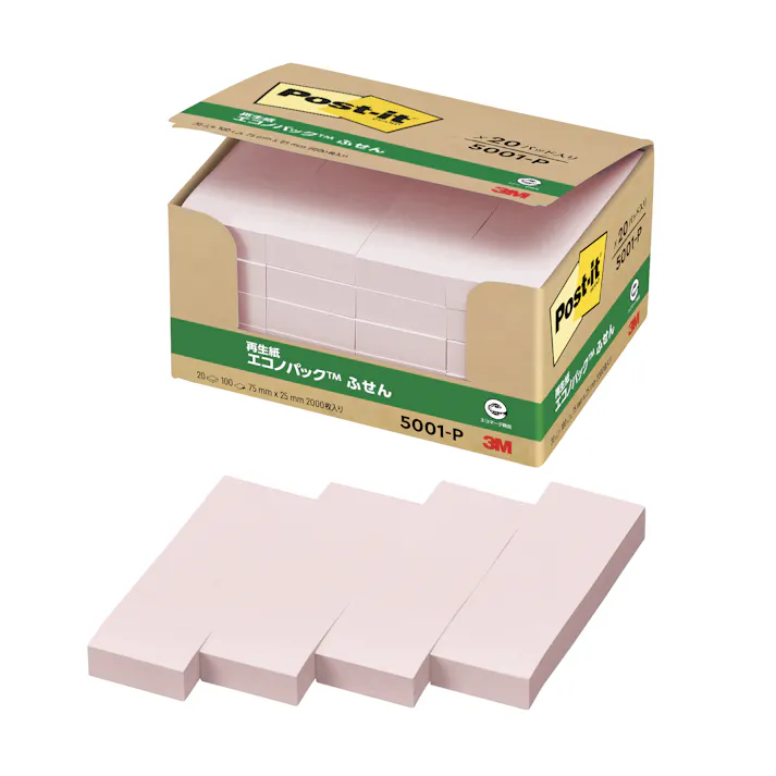 スリーエム 3M ポストイット ふせんエコノパック5001ピンク 5001-P 10セット 付箋 ふせん 桃色 エコ 9999910039464【別送品】
