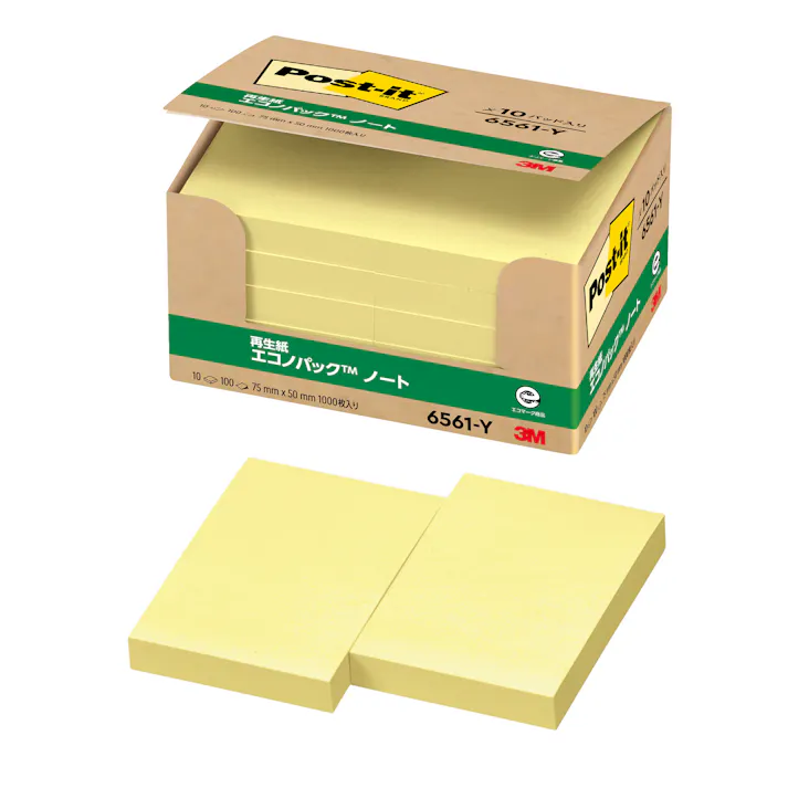 スリーエム 3M ポストイット ノートエコノパック6561イエロー 6561-Y 60セット 付箋 ふせん ノート 黄色 イエロー きいろ 9999910039792【別送品】