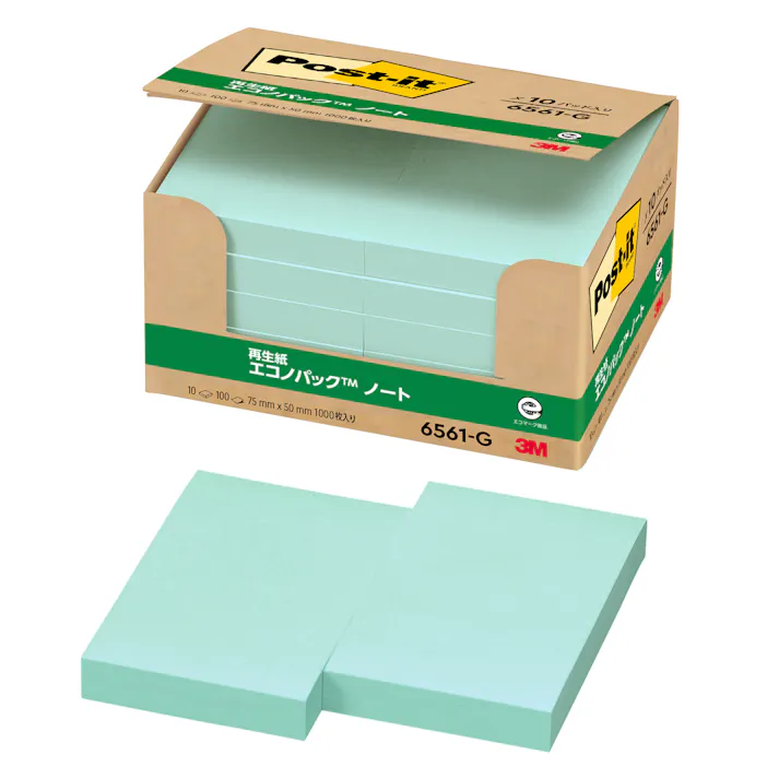 スリーエム 3M ポストイット ノートエコノパック6561グリーン 6561-G 10セット 付箋 ふせん ノート 緑色 グリーン みどり 9999910039914【別送品】