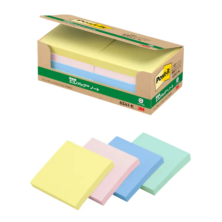 スリーエム 3M ポストイット ノートエコノパック6541混色 6541-K 60セット 付箋 ふせん ノート 混色 コンショク 9999910040248【別送品】