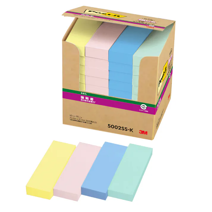 スリーエム 3M ポストイット 強粘着ふせんパワーパック5002混色 5002SS-K 50セット 付箋 ふせん 強粘着 混色 コンショク 9999910041689【別送品】