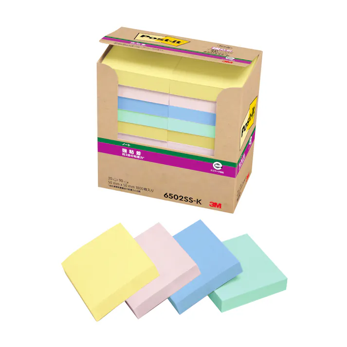 スリーエム 3M ポストイット 強粘着ノートエコノパック6502混色 6502SS-K 20セット 付箋 ふせん 強粘着 エコ コンショク 9999910041726【別送品】