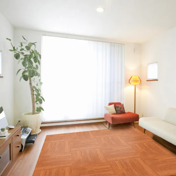 富双合成 貼ってはがせるフロアパネル 約45cm×45cm (4枚入り) ブラウン フロアマット リビング ダイニング PTT03 4961720021088【別送品】