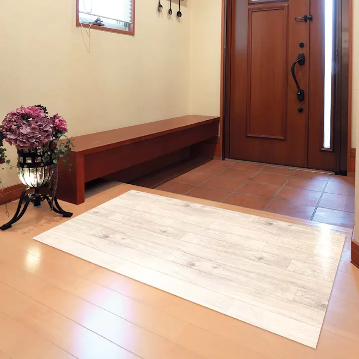 富双合成 貼ってはがせるクッションフロア 約182cm×80cm ホワイト(オーク) フロアマット 床 ダイニング RF548-FP80 4961720025574【別送品】