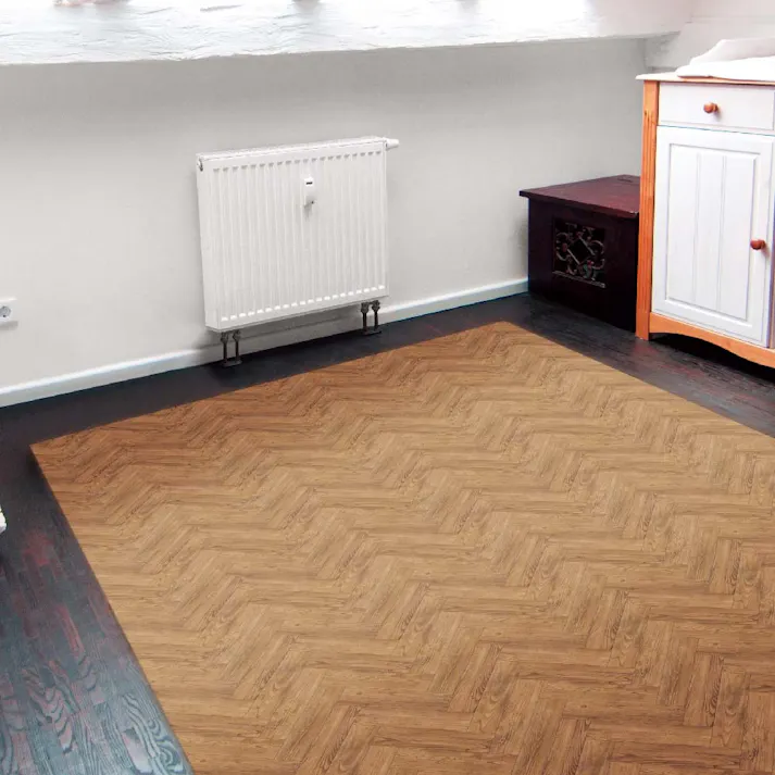 富双合成 貼ってはがせるクッションフロア 約182cm×80cm ブラウン(ヘリンボーン) フロアマット 床 ダイニング RF547-FP80 4961720026373【別送品】