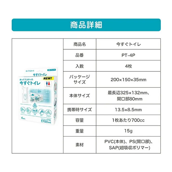 ジット 今すぐトイレ4枚入り 24箱セット 防災 携帯トイレ コンパクト 持ち運び 災害時 緊急時 外出時 4530966400454 PT-4PX24【別送品】