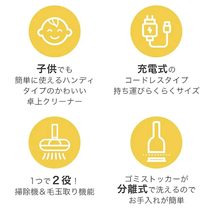 Vaccumi ハンディ掃除機5個セット イエロー バキューミー 卓上掃除機 コードレス 毛玉取り 子供でも使える 国内正規輸入品 5個セット 4530966400508 SP-V.R01-ylX5【別送品】