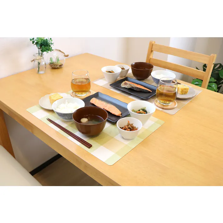 明和グラビア(株) 抗ウイルス ランチョンマット 29×44cm ライトグリーン VPM-チェック 4977932260030【別送品】