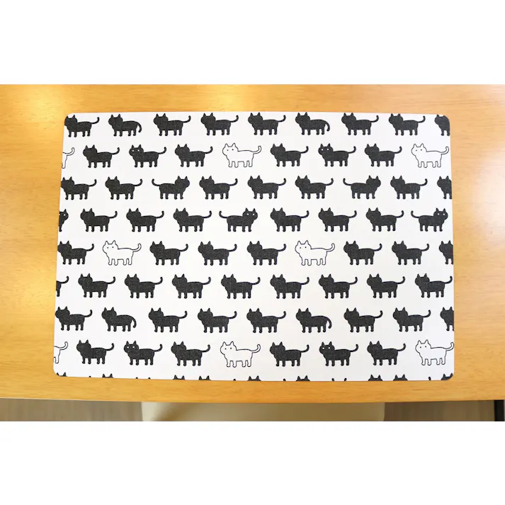 明和グラビア(株) 抗ウイルス ランチョンマット 29×44cm ブラック VPM-ネコ 4977932260122【別送品】