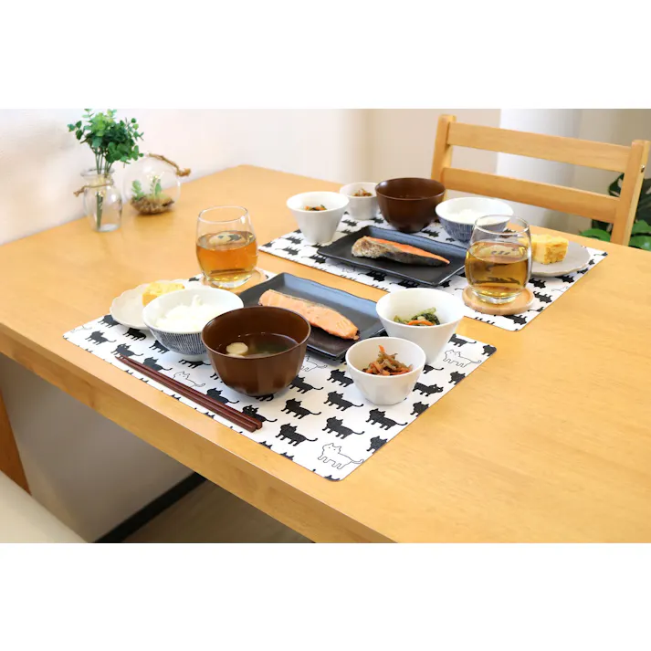 明和グラビア(株) 抗ウイルス ランチョンマット 29×44cm ブラック VPM-ネコ 4977932260122【別送品】