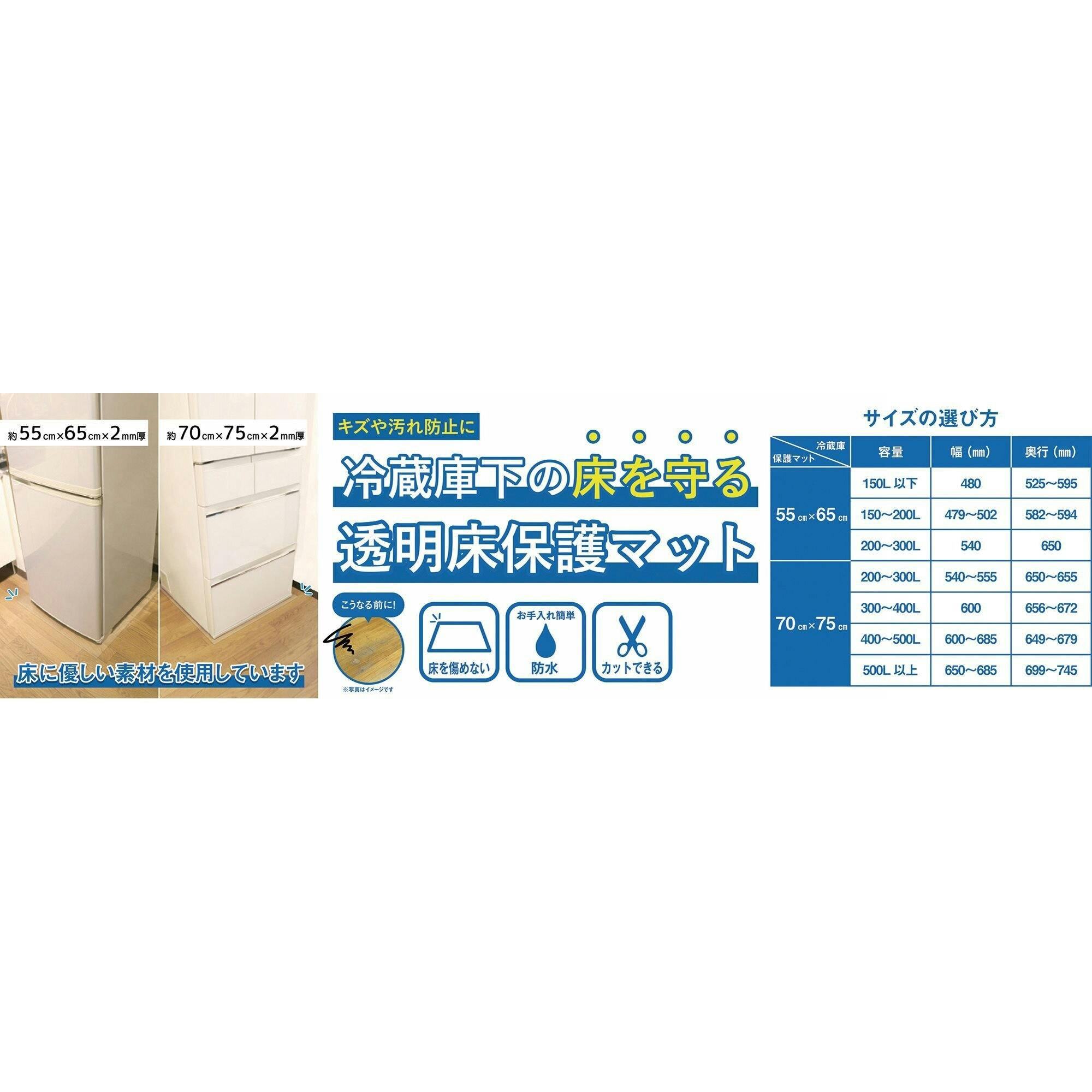 明和グラビア(株) 冷蔵庫アンダーマット 55×65cm×2mm厚 クリア RTM