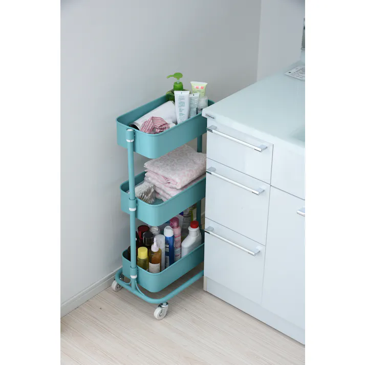 YAMAZEN ヤマゼン バスケツトスリムトローリーLSBT-3(TBL) ターコイズブルー 37082 4983771866722【別送品】