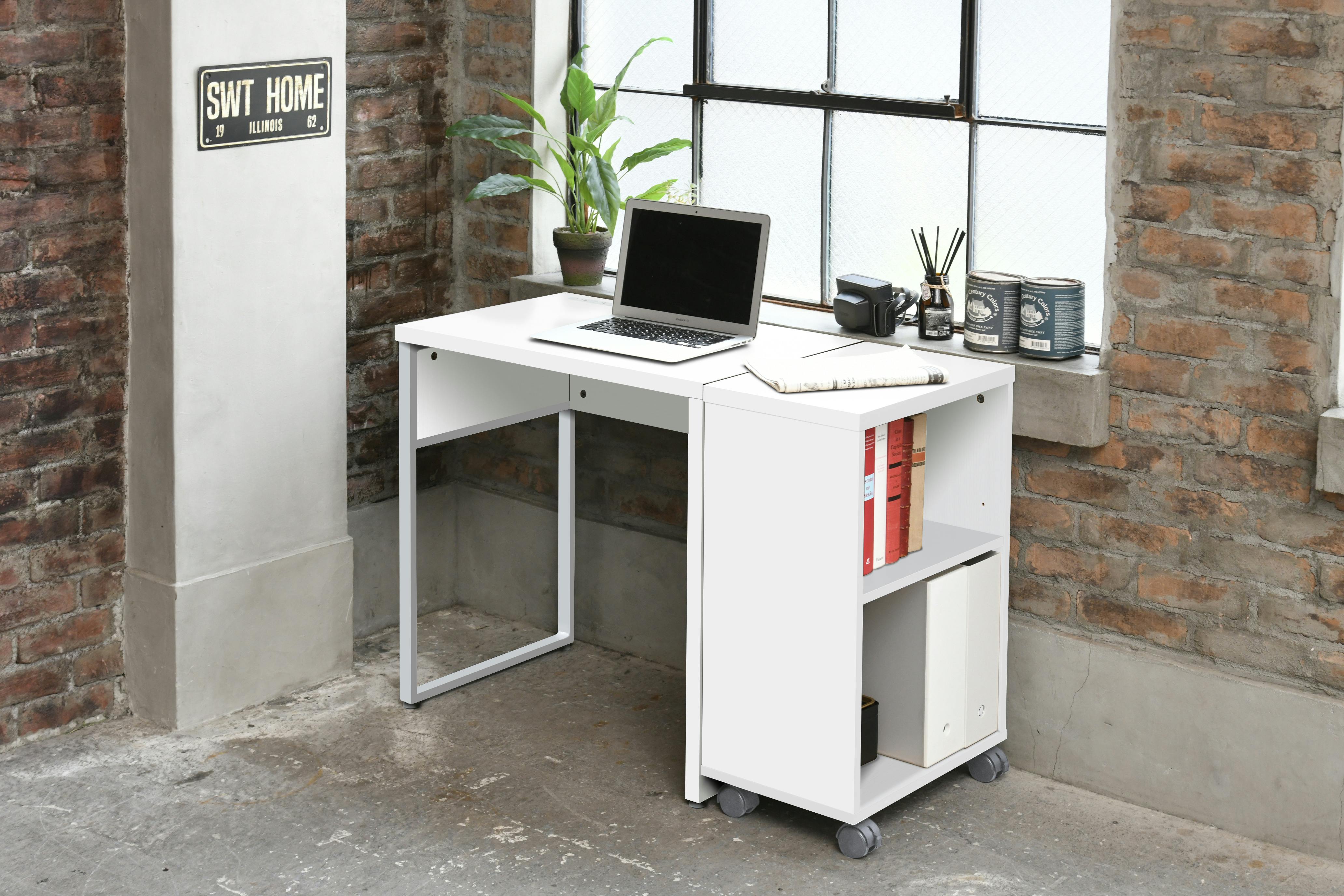 コンパクトデスク キャスター付き ホワイト CPSR6030H(NM/IV) デスクワゴン 折りたたみ キャスター付き おしゃれ