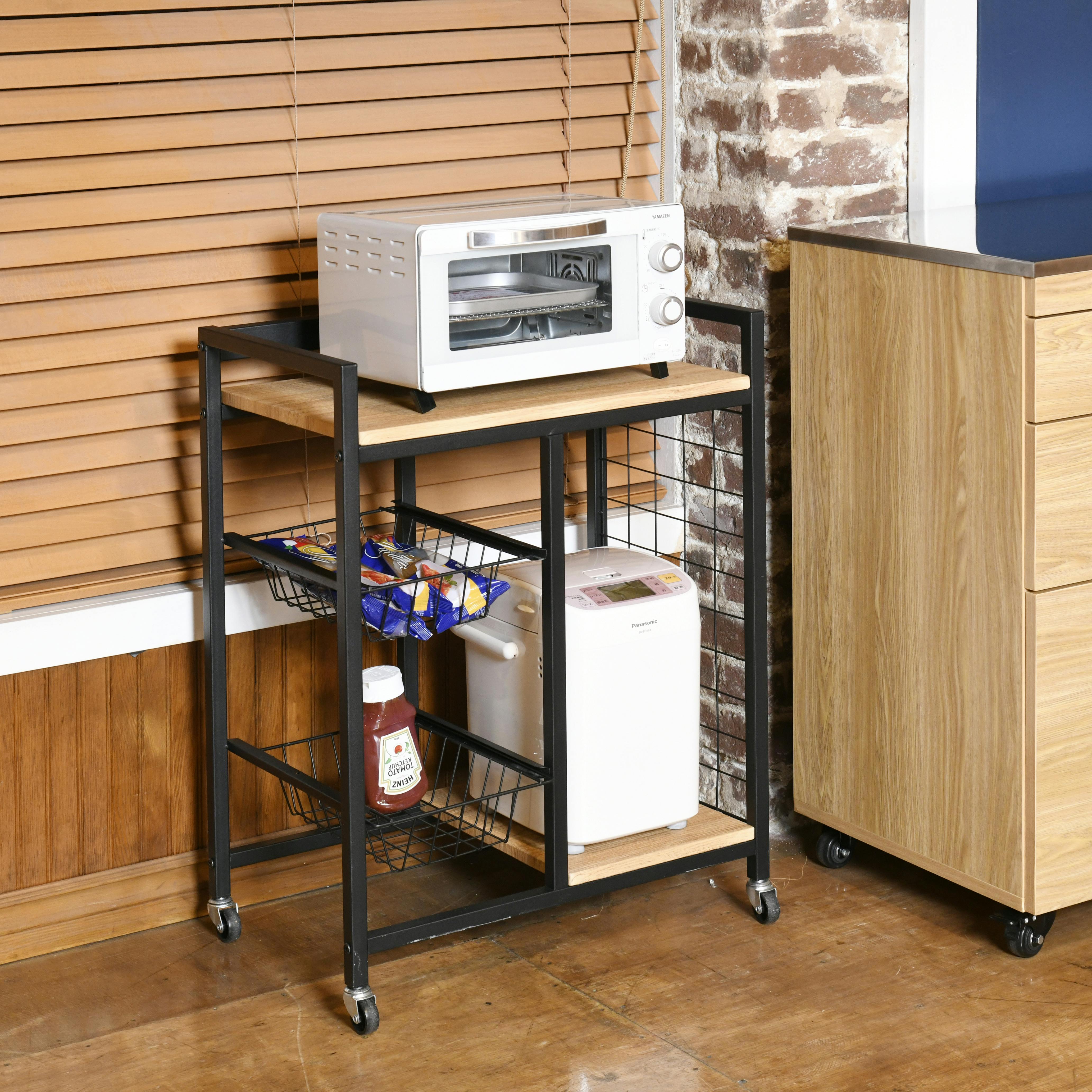 YAMAZEN ヤマゼン デザインワゴン DWE-W(OAK/SBK) オーク/ブラック