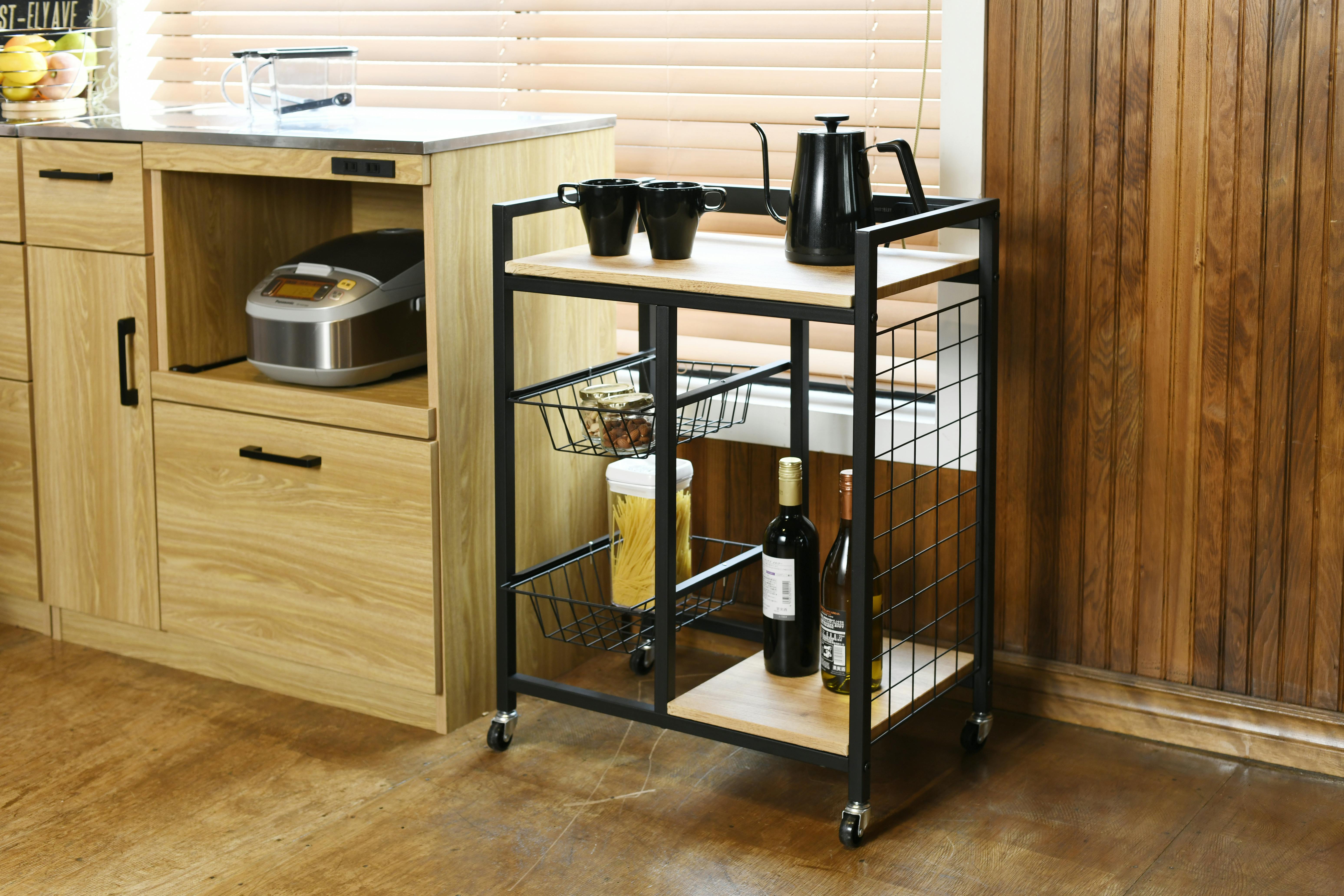 YAMAZEN ヤマゼン デザインワゴン DWE-W(OAK/SBK) オーク