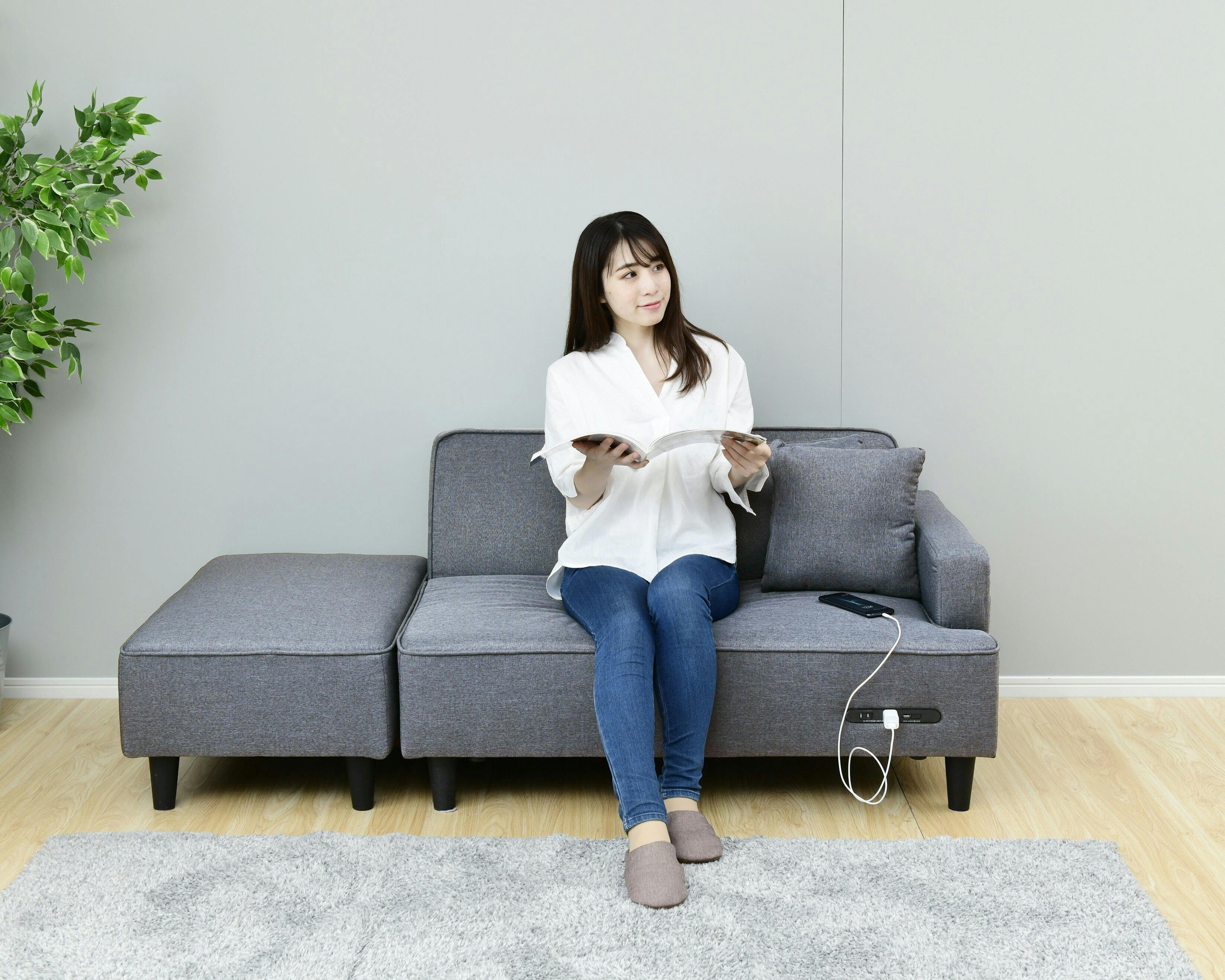 YAMAZEN(山善) コンセントカウチソファ FHS-160E(GY) 85669