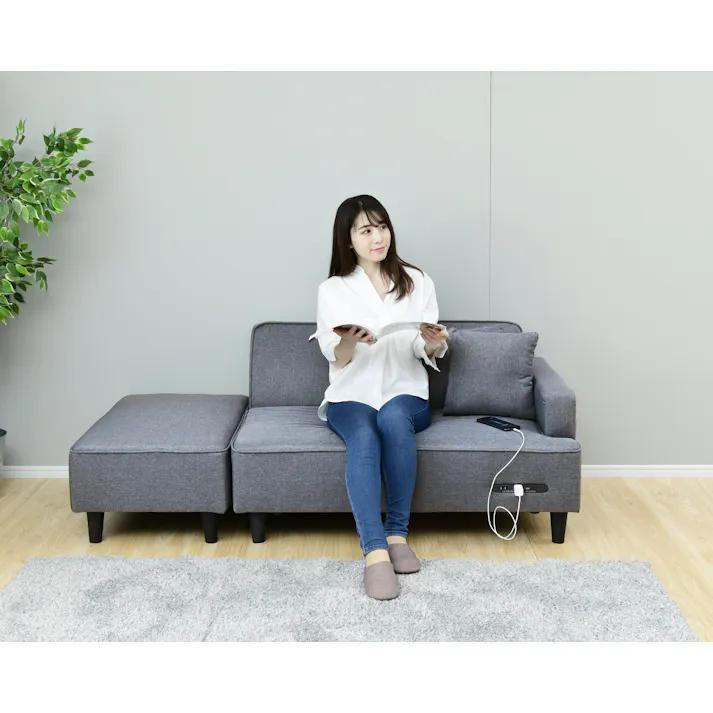 YAMAZEN(山善) コンセントカウチソファ FHS-160E(GY) 85669 4983771071409【別送品】