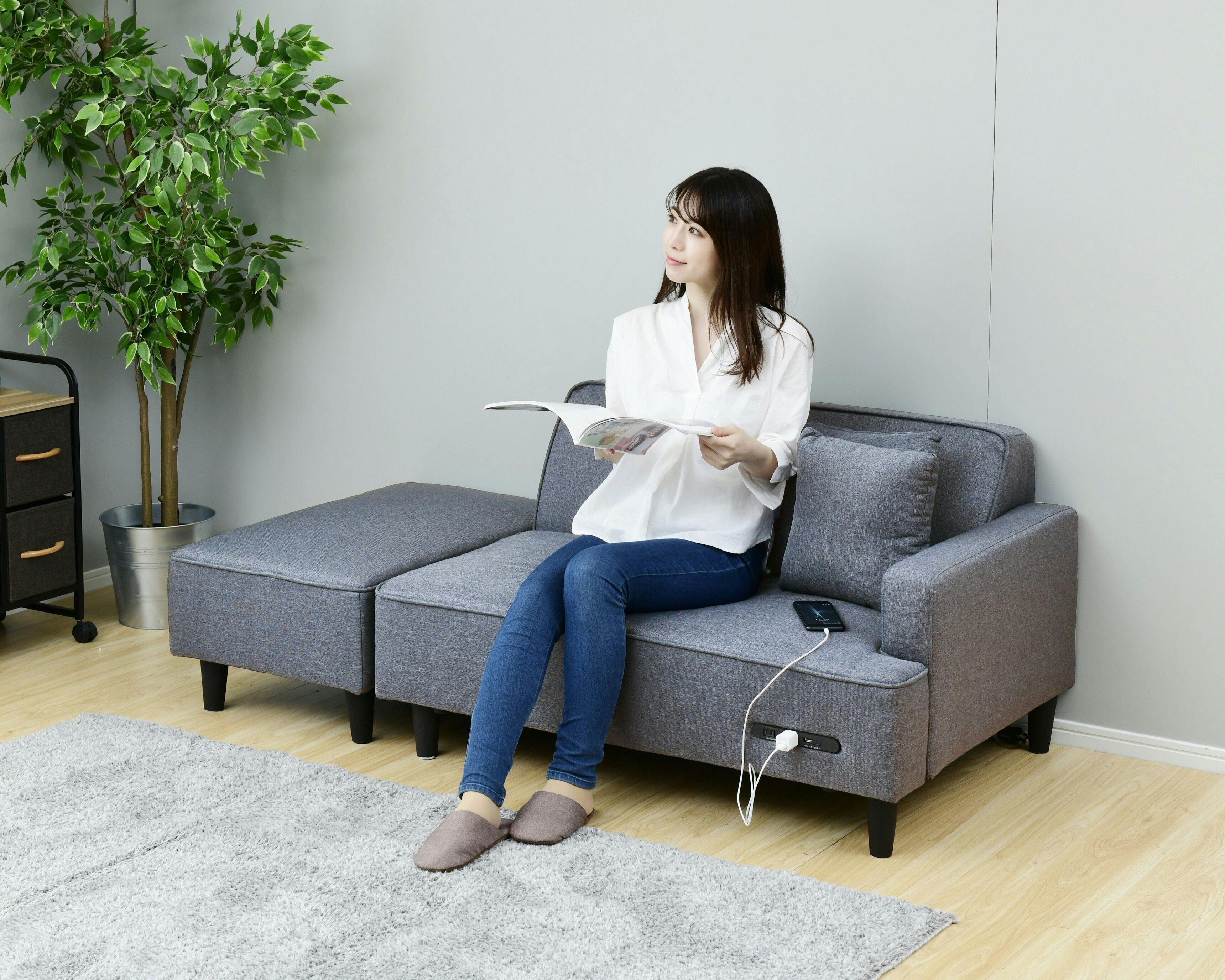 YAMAZEN(山善) コンセントカウチソファ FHS-160E(GY) 85669