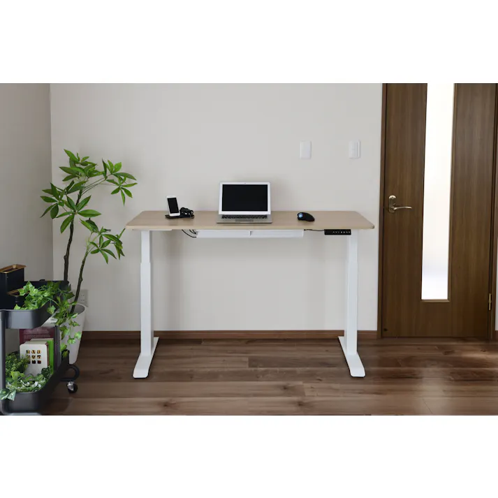 YAMAZEN(山善) スリム電動昇降デスクセツトELD-FSS(MWH)/TS1400(WN) 97836 4983771133640【別送品】