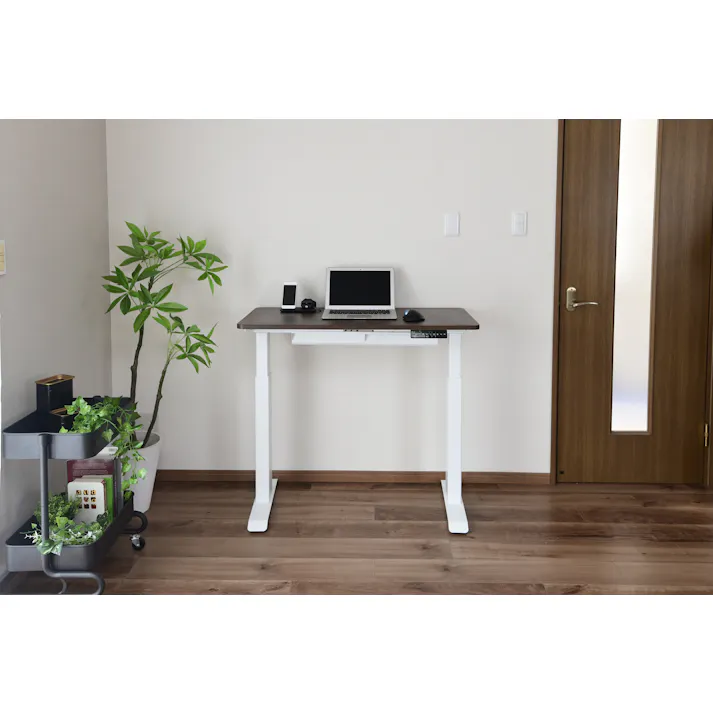 YAMAZEN(山善) スリム電動昇降デスクセツトELD-FSS(MWH)/TS1000(DBR) Q8837 4983771133763【別送品】