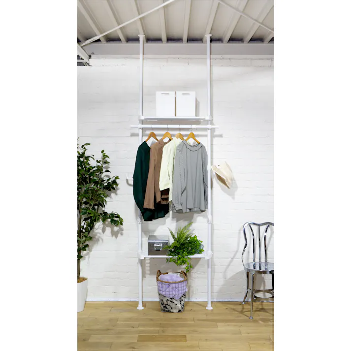 YAMAZEN(山善) 突っ張り式伸縮ラックWJZ-774RM(MWH) 73069 4983771859779【別送品】