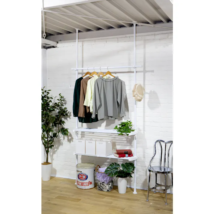 YAMAZEN(山善) 突っ張り式伸縮ラックWJZ-774RM(MWH) 73069 4983771859779【別送品】