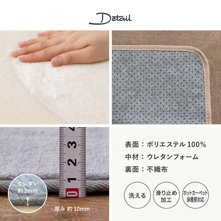 萩原 HAGIHARA メレンゲタッチの洗えるコンパクトラグ直径185アイボリー 240620527【別送品】
