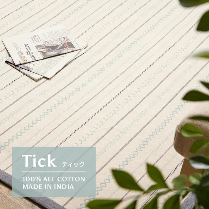 萩原 HAGIHARA 薄手で気軽に洗える インド綿ラグ ティック アンダーラグセット185×185ブルー 270092310【別送品】