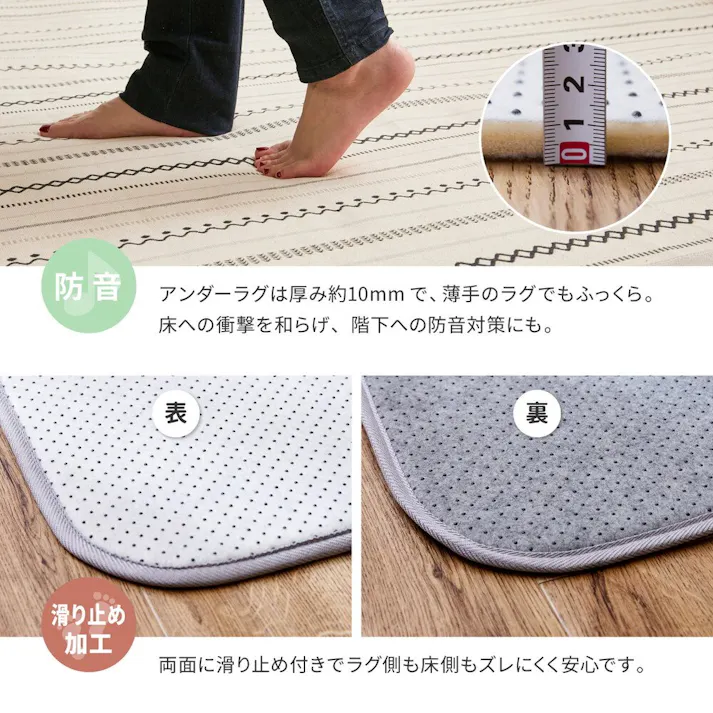 萩原 HAGIHARA 薄手で気軽に洗える インド綿ラグ ティック アンダーラグセット185×185ブルー 270092310【別送品】