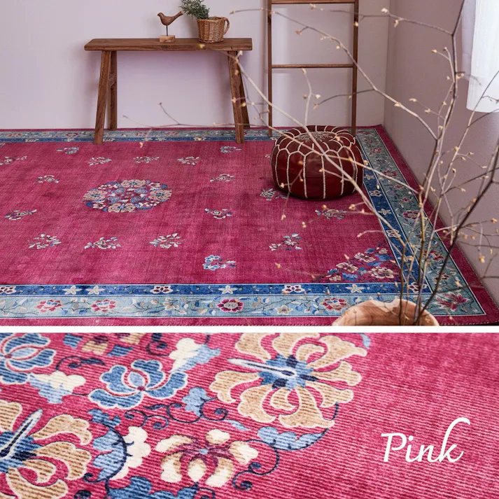 萩原 HAGIHARA シノワズリデザインのプリントラグ ミュゲ190×190ブルー 240632501【別送品】