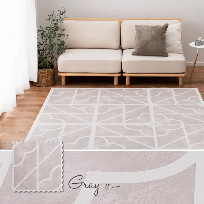 萩原 HAGIHARA レトロデザインのジョイントマット キュロス 18枚セット60×60×1.2グレー 240631811【別送品】