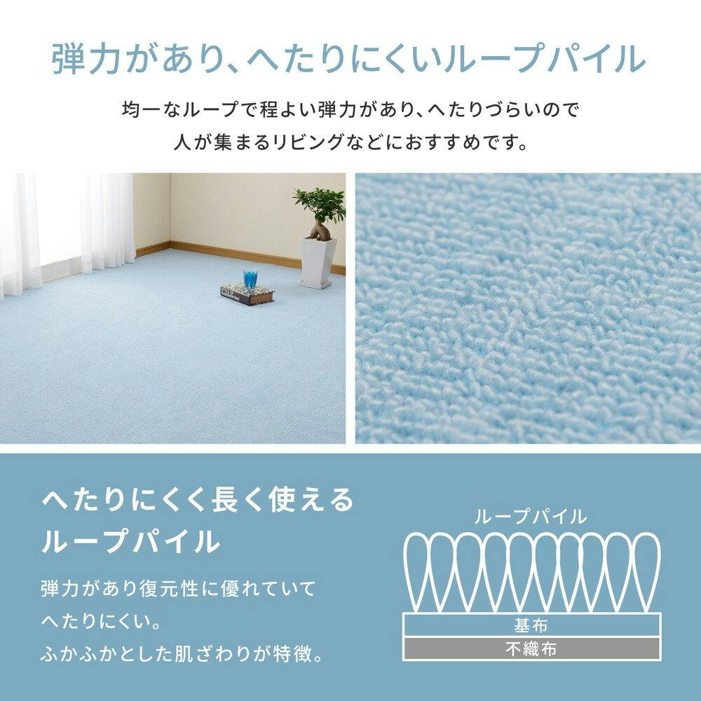 レベルループカ-ペツト（I)2畳（176*176) 平織りカーペット 2畳 DCM 平織りループタイプ 176×176cm ブルー