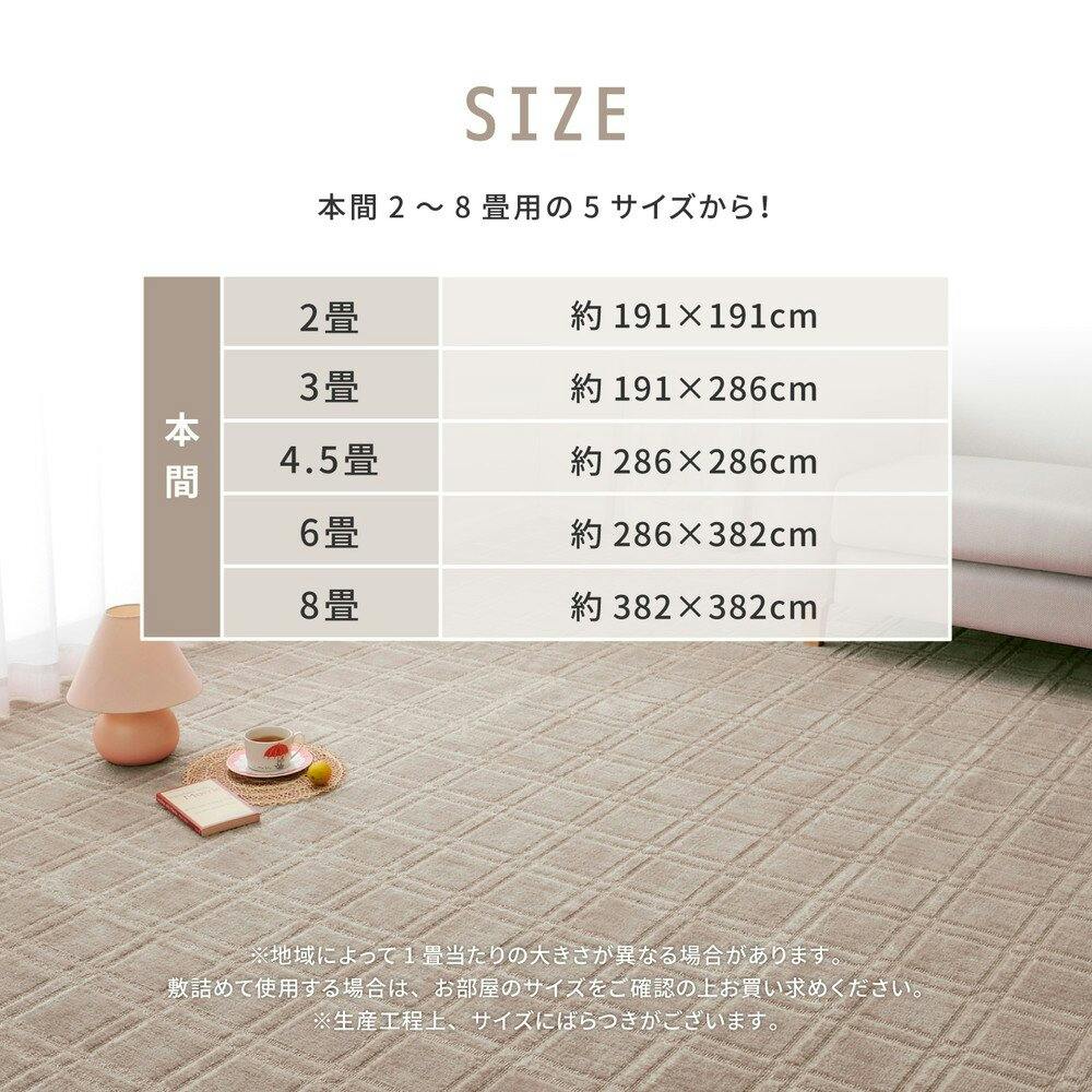 萩原 HAGIHARA 抗菌・防臭加工の平織カーペット シオン 本間2畳191×191