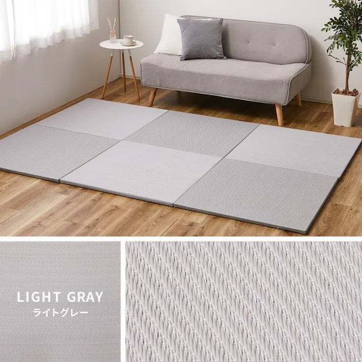 萩原 HAGIHARA 水拭きできる い草風置き畳 綾模様 同色12枚組82×82×2.5グリーン 159055683【別送品】